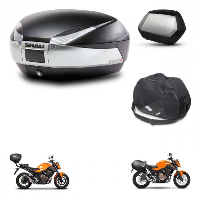 SHAD Maletas SH35 PREMIUM + soporte montaje baul SH48 accesorios TITANIUM KIT-463849