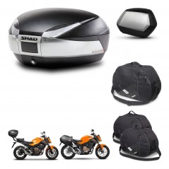 SHAD Maletas SH35 PREMIUM + soporte montaje baul SH48 accesorios TITANIUM KIT-463850