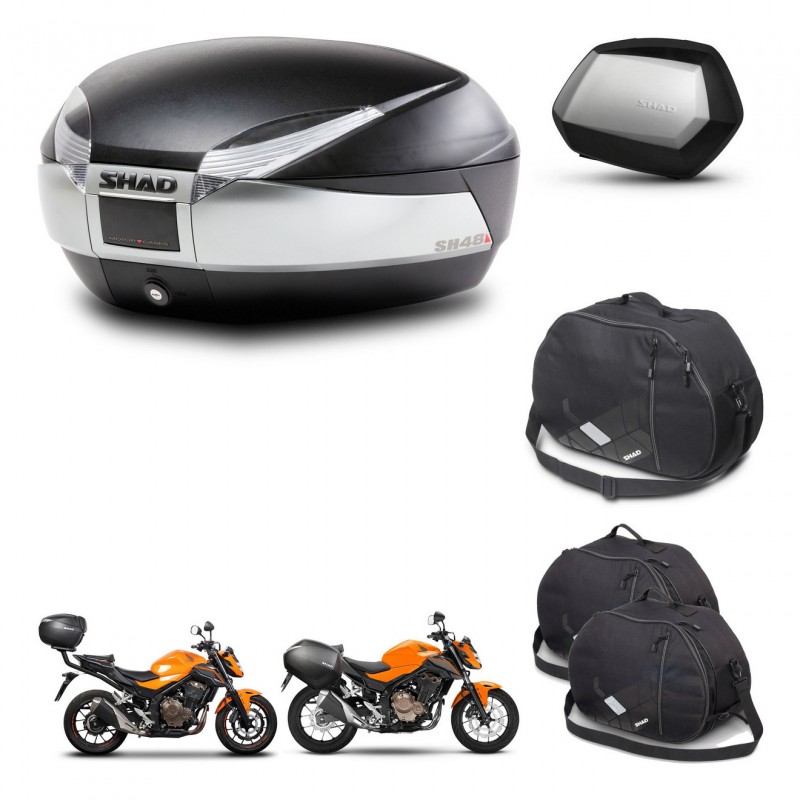 SHAD Maletas SH35 PREMIUM + soporte montaje baul SH48 accesorios TITANIUM KIT-463850