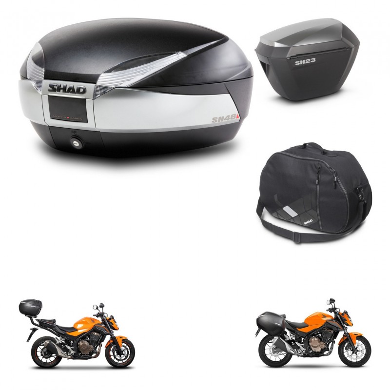 SHAD Maletas sh23 alu + soporte montaje baul SH48 accesorios TITANIUM PREMIUM KIT-463851