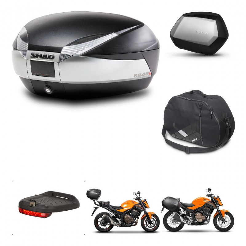 SHAD Maletas SH35 PREMIUM + soporte montaje baul SH48 accesorios TITANIUM KIT-463855