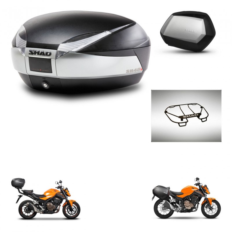 SHAD Maletas SH35 PREMIUM + soporte montaje baul SH48 accesorios TITANIUM KIT-463861