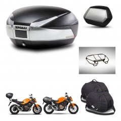 SHAD Maletas SH35 PREMIUM + soporte montaje baul SH48 accesorios TITANIUM KIT-463862