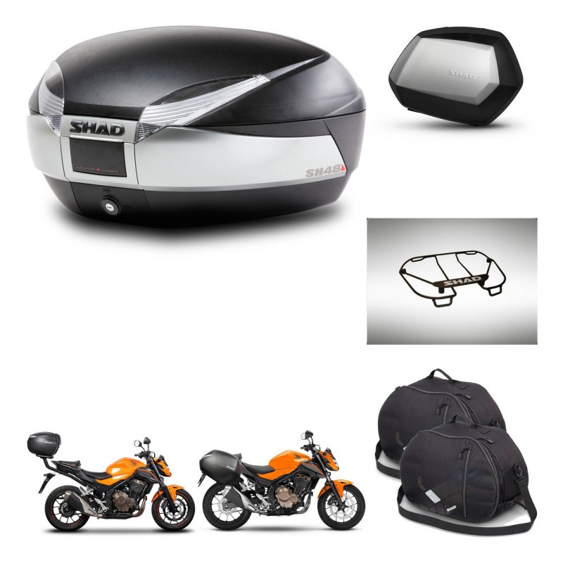 SHAD Maletas SH35 PREMIUM + soporte montaje baul SH48 accesorios TITANIUM KIT-463862