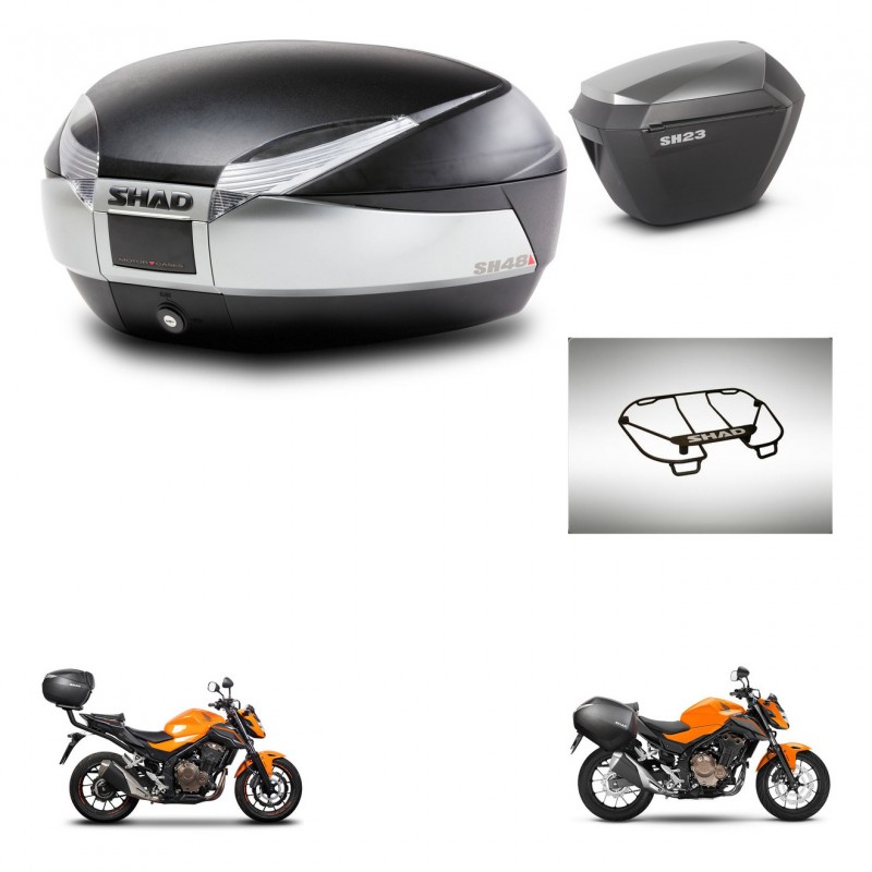 SHAD Maletas sh23 alu + soporte montaje baul SH48 accesorios TITANIUM PREMIUM KIT-463863