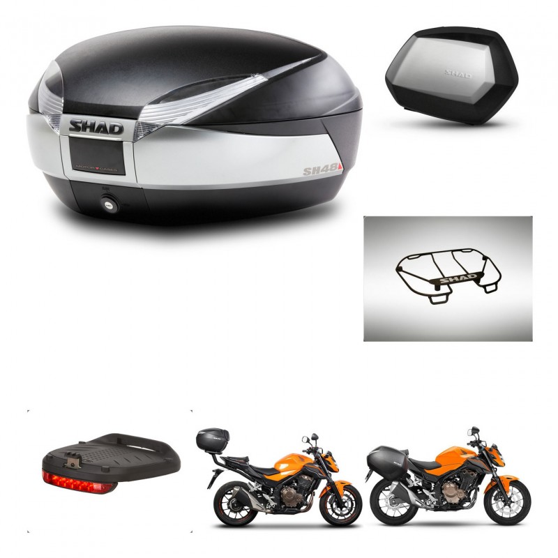 SHAD Maletas SH35 PREMIUM + soporte montaje baul SH48 accesorios TITANIUM KIT-463867