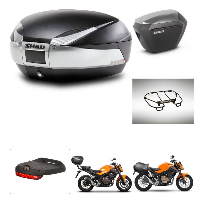 SHAD Maletas sh23 alu + soporte montaje baul SH48 accesorios TITANIUM PREMIUM KIT-463869