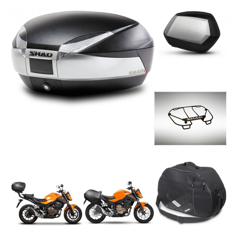 SHAD Maletas SH35 PREMIUM + soporte montaje baul SH48 accesorios TITANIUM KIT-463873