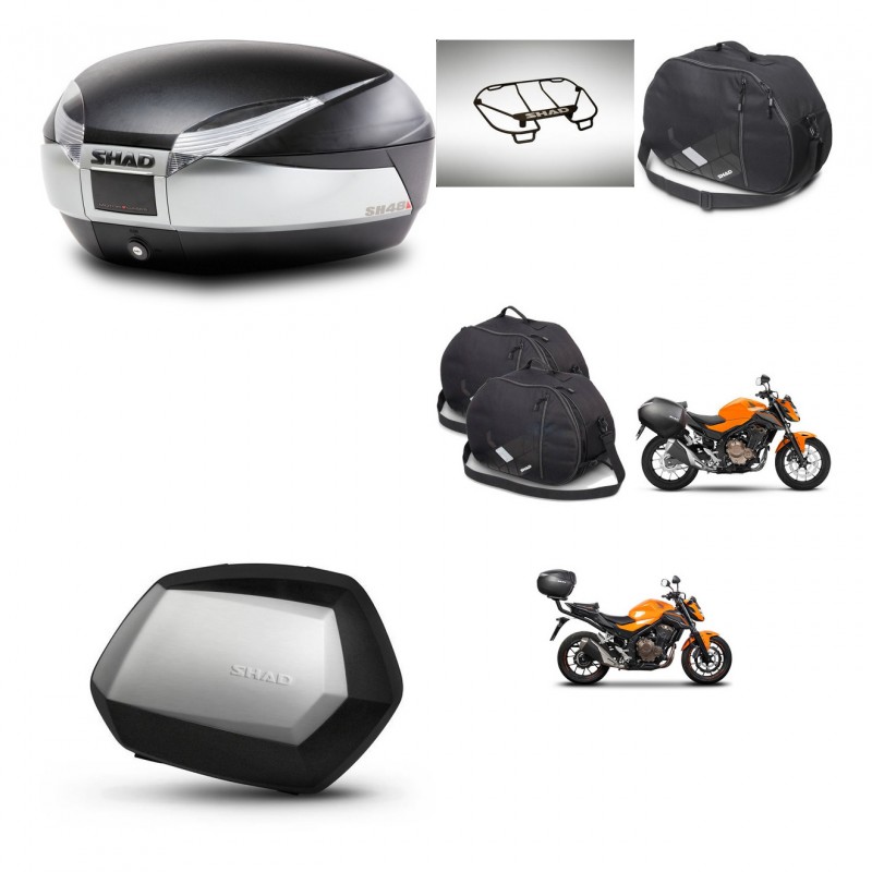 SHAD Maletas SH35 PREMIUM + soporte montaje baul SH48 accesorios TITANIUM KIT-463874