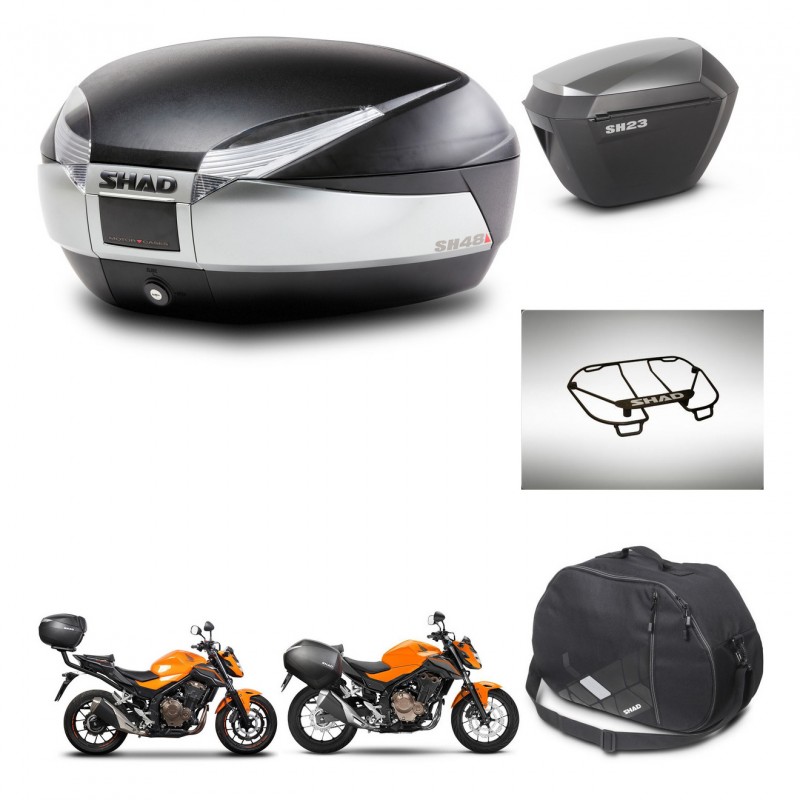 SHAD Maletas sh23 alu + soporte montaje baul SH48 accesorios TITANIUM PREMIUM KIT-463875
