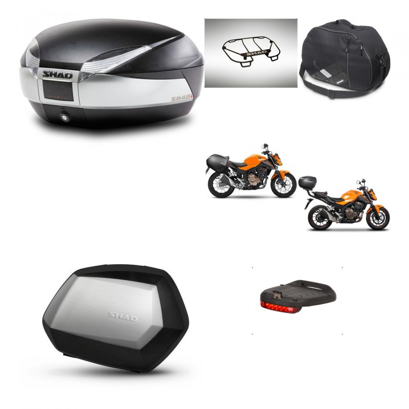 SHAD Maletas SH35 PREMIUM + soporte montaje baul SH48 accesorios TITANIUM KIT-463879