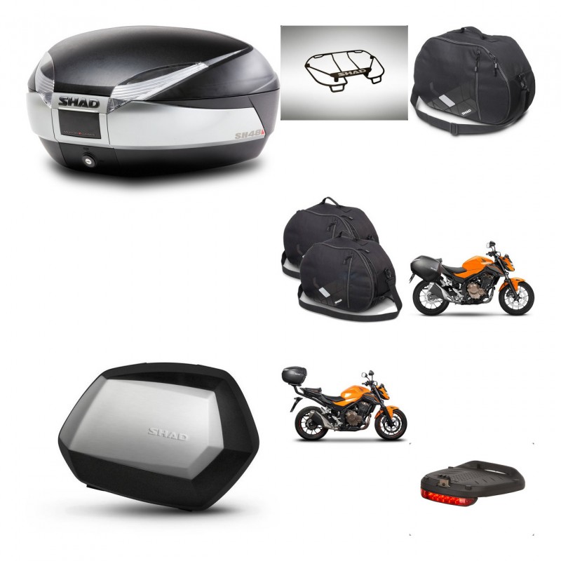 SHAD SH35 PREMIUM suitcases + mounting bracket SH48 trunk accessories TITANIUM KIT-463880