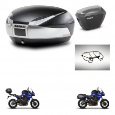 SHAD SH23 alu suitcases + mounting bracket SH48 trunk accessories TITANIUM PREMIUM KIT-463886