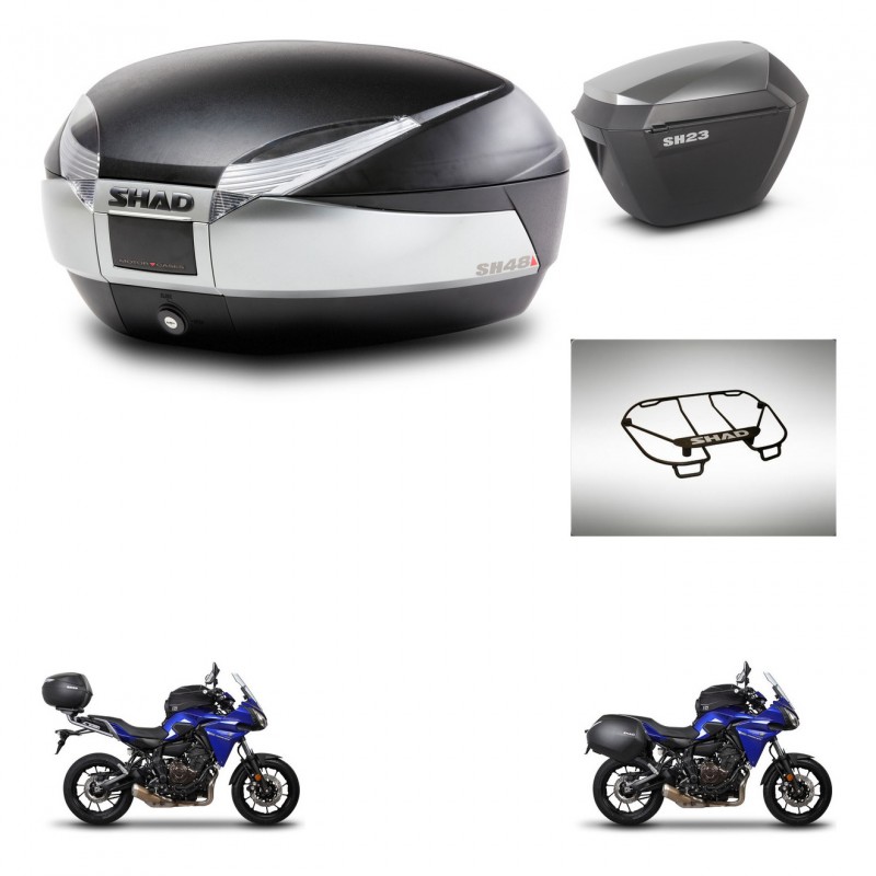 SHAD SH23 alu suitcases + mounting bracket SH48 trunk accessories TITANIUM PREMIUM KIT-463886