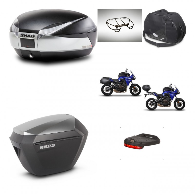 SHAD SH23 alu suitcases + mounting bracket SH48 trunk accessories TITANIUM PREMIUM KIT-463889