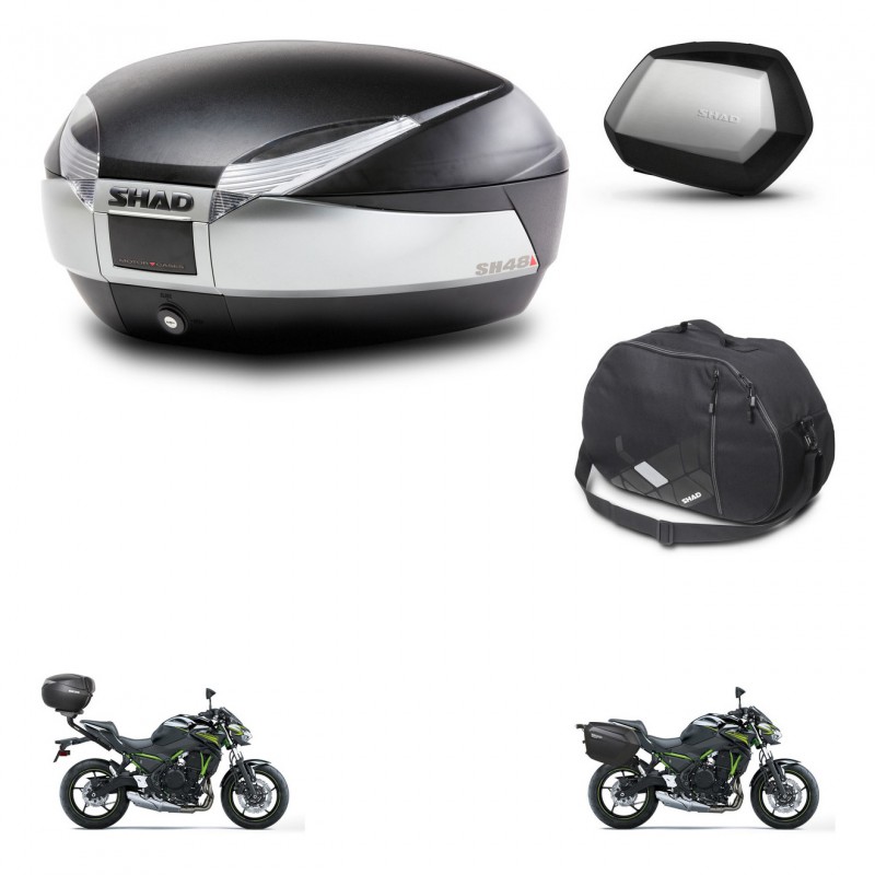 SHAD SH35 PREMIUM suitcases + mounting bracket SH48 trunk accessories TITANIUM KIT-463905