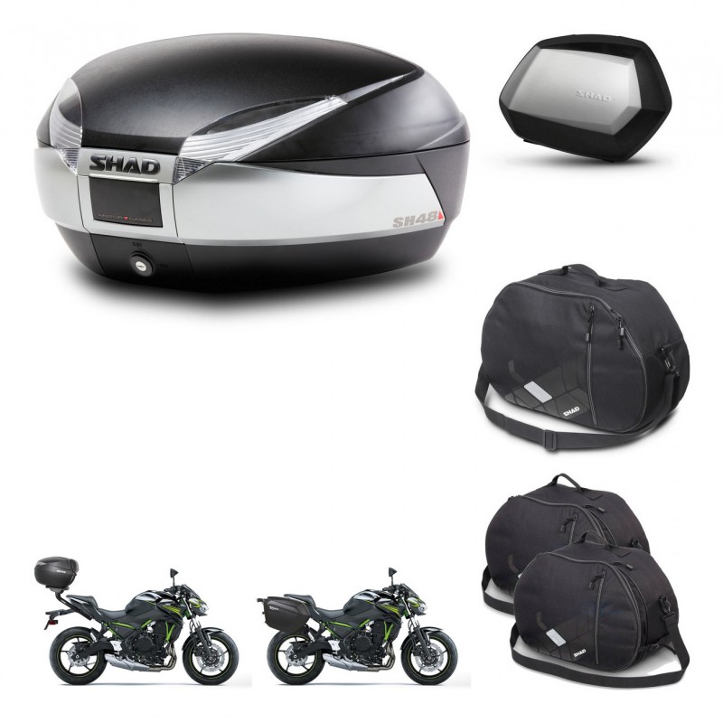 SHAD SH35 PREMIUM suitcases + mounting bracket SH48 trunk accessories TITANIUM KIT-463906