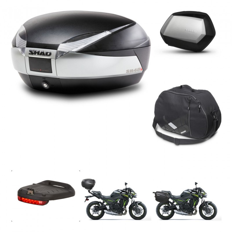 SHAD SH35 PREMIUM suitcases + mounting bracket SH48 trunk accessories TITANIUM KIT-463911