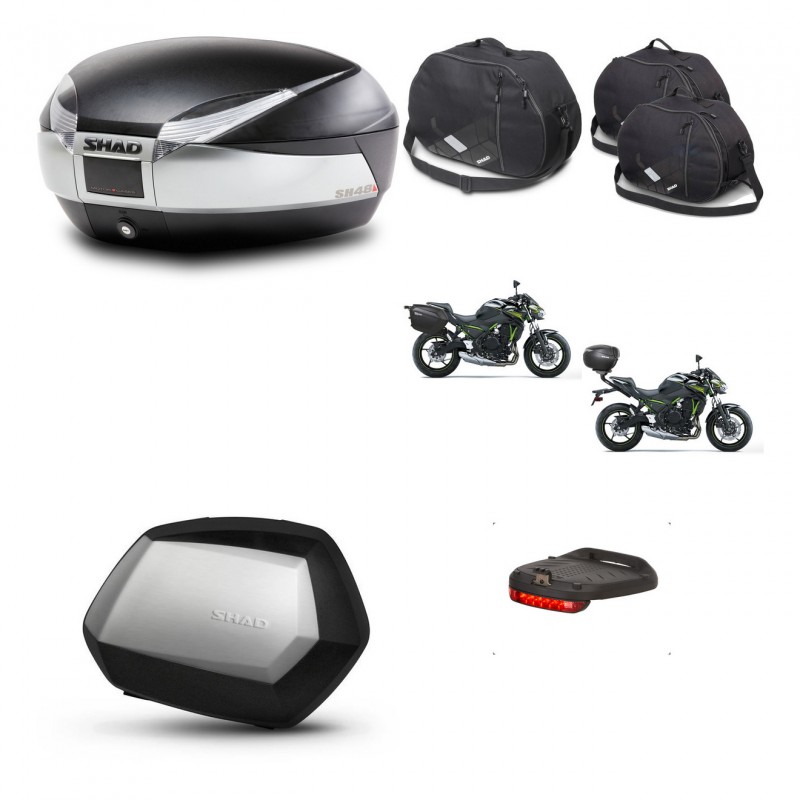 SHAD Maletas SH35 PREMIUM + soporte montaje baul SH48 accesorios TITANIUM KIT-463912