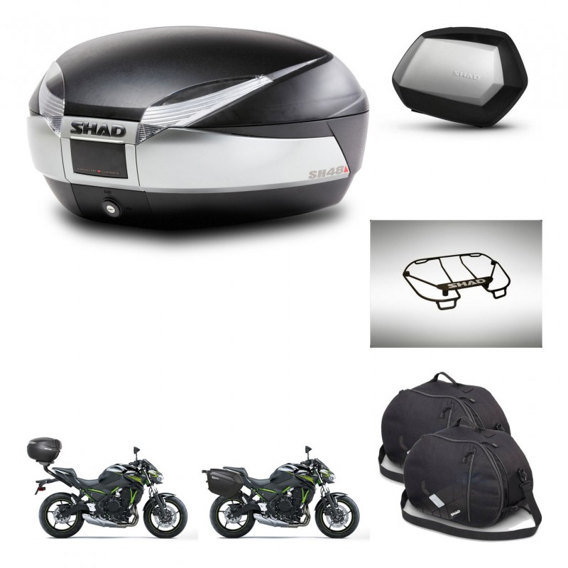 SHAD SH35 PREMIUM suitcases + mounting bracket SH48 trunk accessories TITANIUM KIT-463918