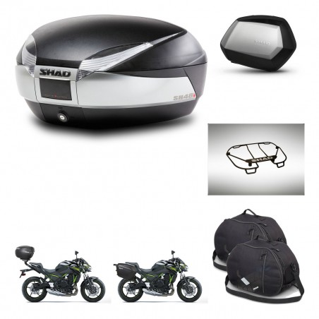 SHAD Maletas SH35 PREMIUM + soporte montaje baul SH48 accesorios TITANIUM KIT-463918