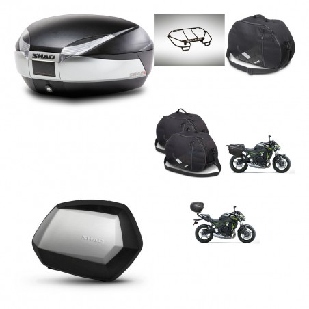 SHAD Maletas SH35 PREMIUM + soporte montaje baul SH48 accesorios TITANIUM KIT-463930