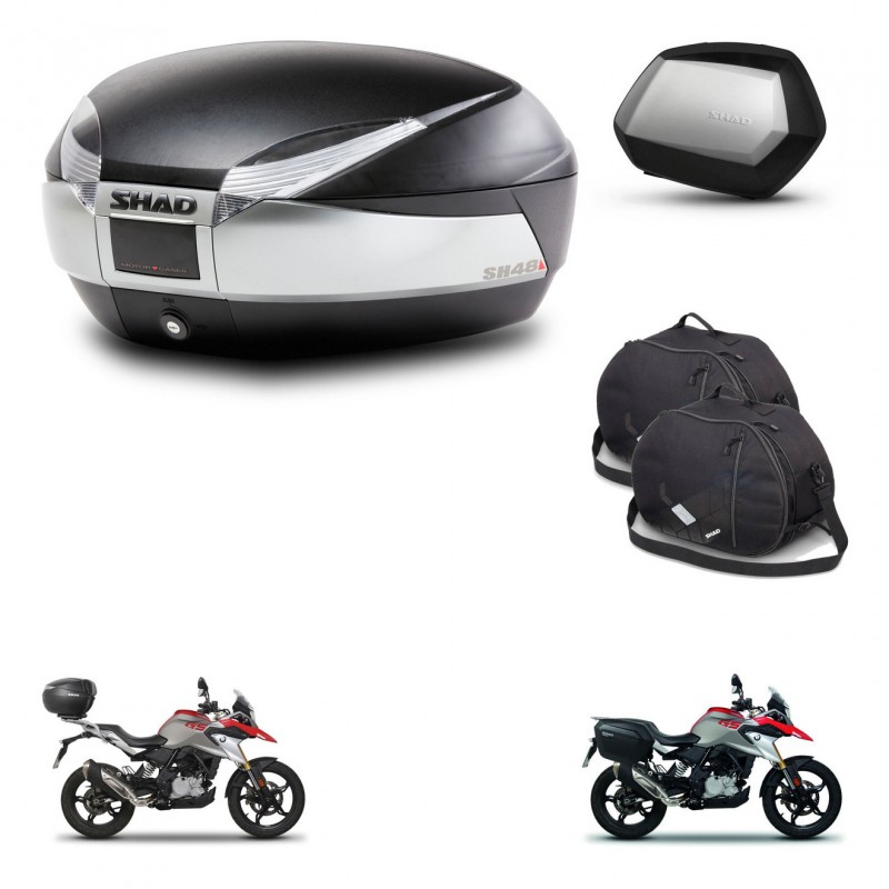 SHAD SH35 PREMIUM suitcases + mounting bracket SH48 trunk accessories TITANIUM KIT-463942