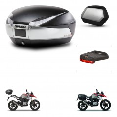 SHAD Maletas SH35 PREMIUM + soporte montaje baul SH48 accesorios TITANIUM KIT-463947