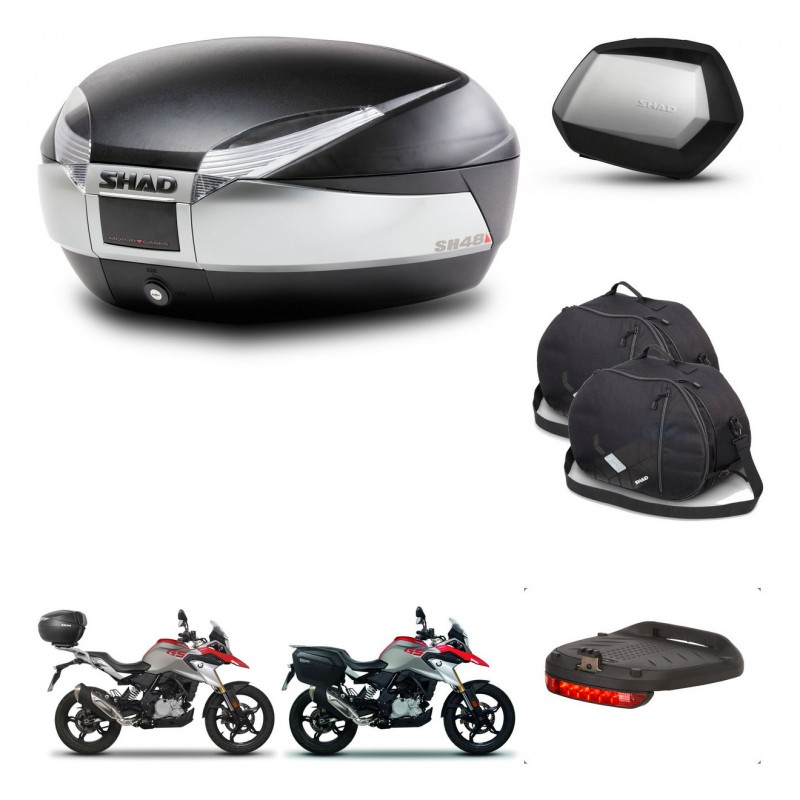 SHAD SH35 PREMIUM suitcases + mounting bracket SH48 trunk accessories TITANIUM KIT-463948