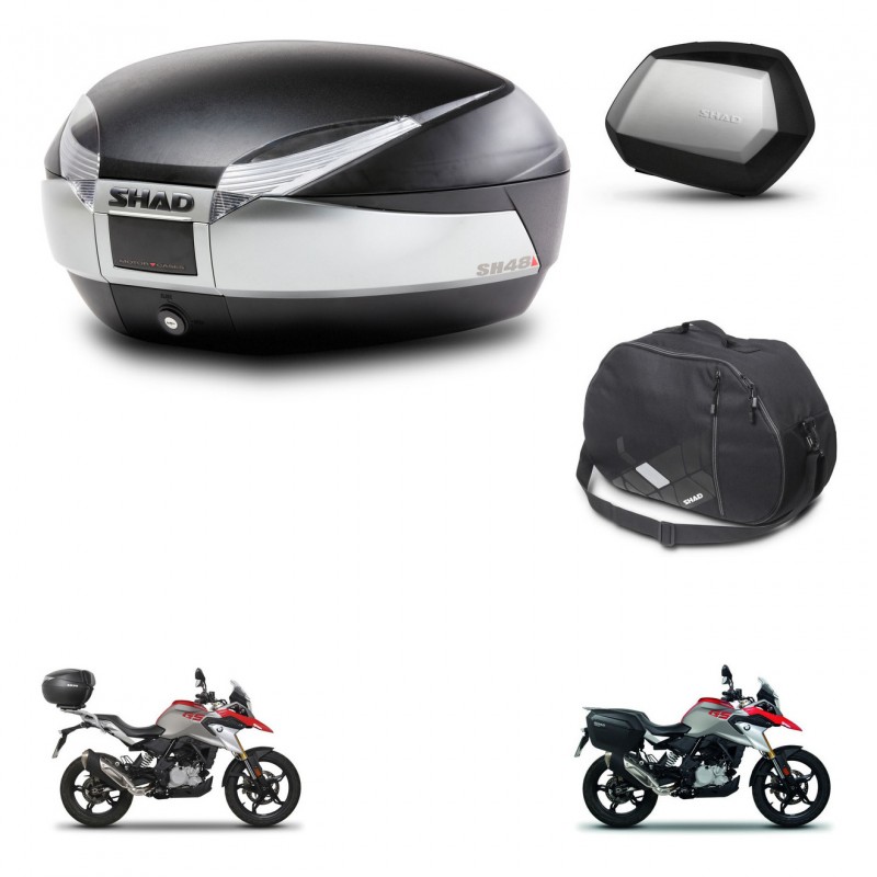 SHAD SH35 PREMIUM suitcases + mounting bracket SH48 trunk accessories TITANIUM KIT-463953