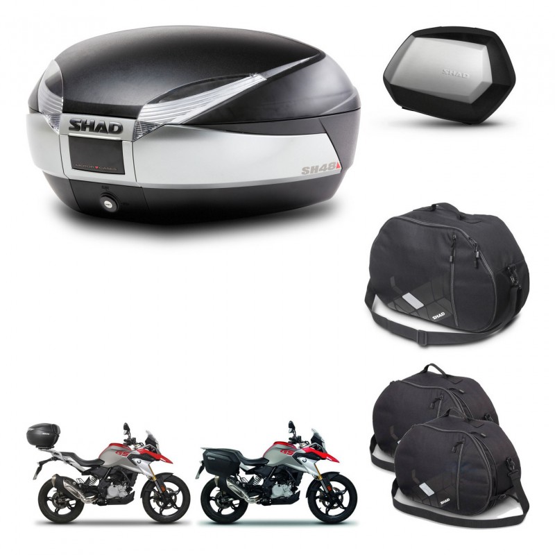 SHAD SH35 PREMIUM suitcases + mounting bracket SH48 trunk accessories TITANIUM KIT-463954
