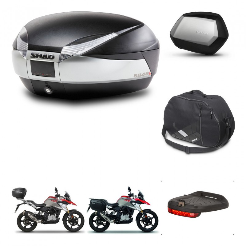 SHAD SH35 PREMIUM suitcases + mounting bracket SH48 trunk accessories TITANIUM KIT-463959