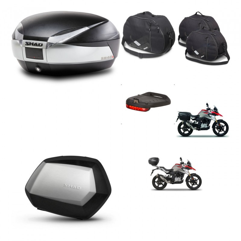 SHAD SH35 PREMIUM suitcases + mounting bracket SH48 trunk accessories TITANIUM KIT-463960