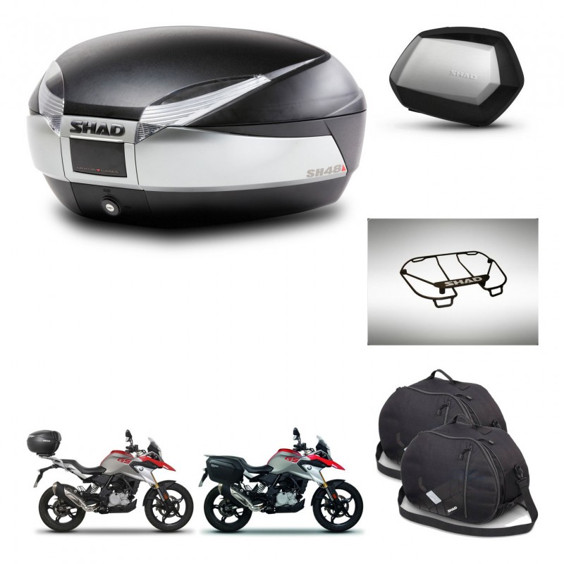 SHAD SH35 PREMIUM suitcases + mounting bracket SH48 trunk accessories TITANIUM KIT-463966