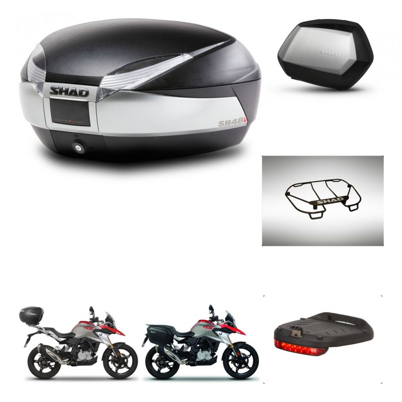 SHAD SH35 PREMIUM suitcases + mounting bracket SH48 trunk accessories TITANIUM KIT-463971