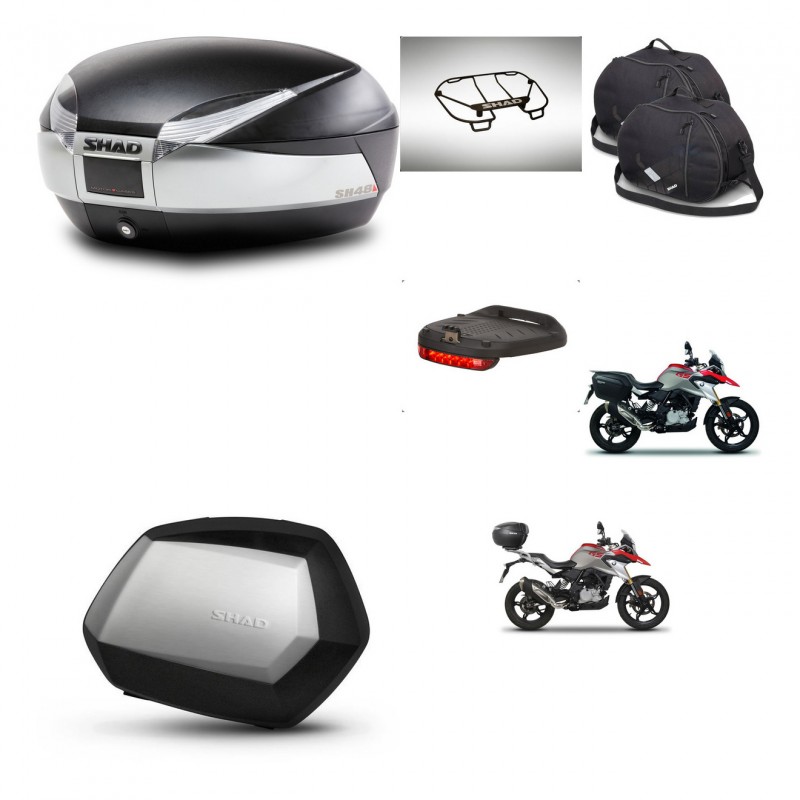 SHAD Maletas SH35 PREMIUM + soporte montaje baul SH48 accesorios TITANIUM KIT-463972