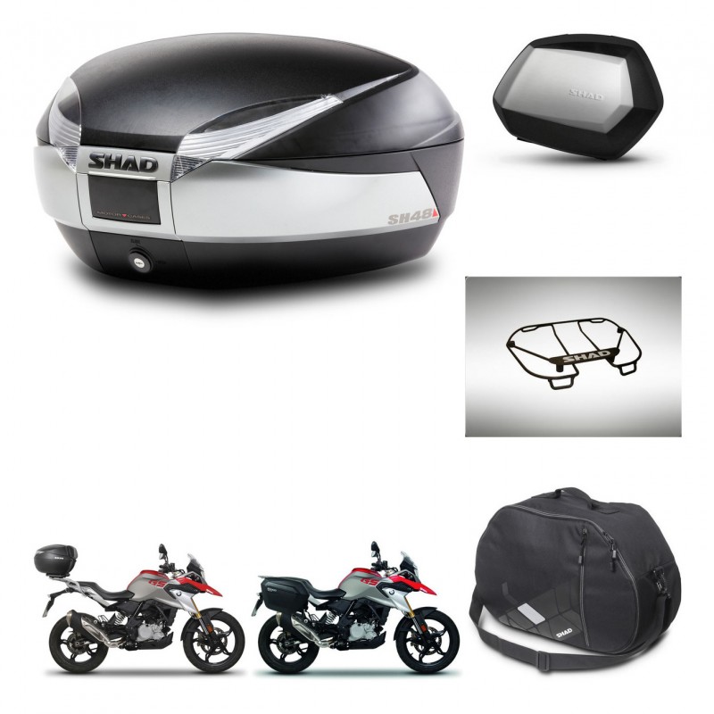 SHAD SH35 PREMIUM suitcases + mounting bracket SH48 trunk accessories TITANIUM KIT-463977