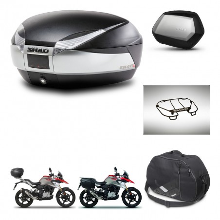 SHAD Maletas SH35 PREMIUM + soporte montaje baul SH48 accesorios TITANIUM KIT-463977