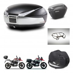 SHAD SH23 alu suitcases + mounting bracket SH48 trunk accessories TITANIUM PREMIUM KIT-463979