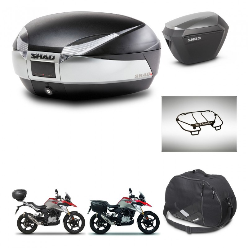 SHAD SH23 alu suitcases + mounting bracket SH48 trunk accessories TITANIUM PREMIUM KIT-463979