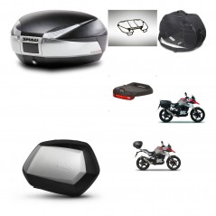 SHAD Maletas SH35 PREMIUM + soporte montaje baul SH48 accesorios TITANIUM KIT-463983