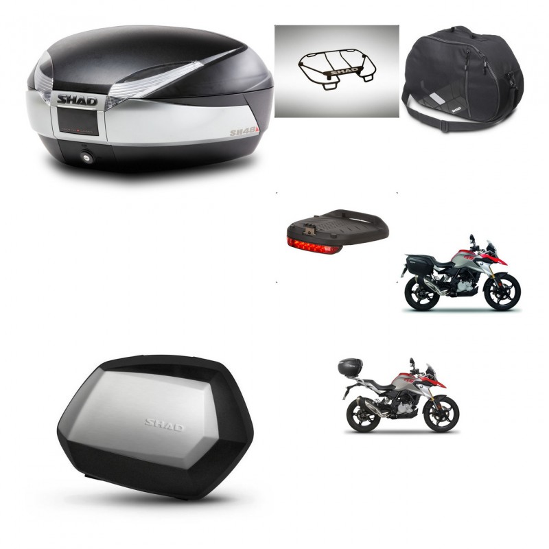SHAD SH35 PREMIUM suitcases + mounting bracket SH48 trunk accessories TITANIUM KIT-463983
