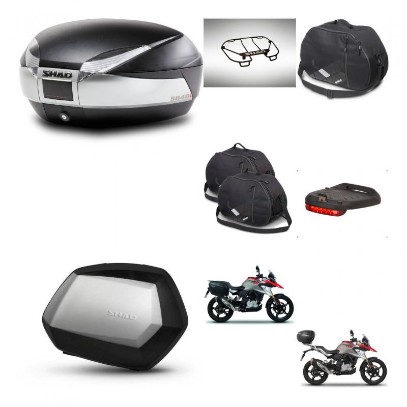 SHAD SH35 PREMIUM suitcases + mounting bracket SH48 trunk accessories TITANIUM KIT-463984
