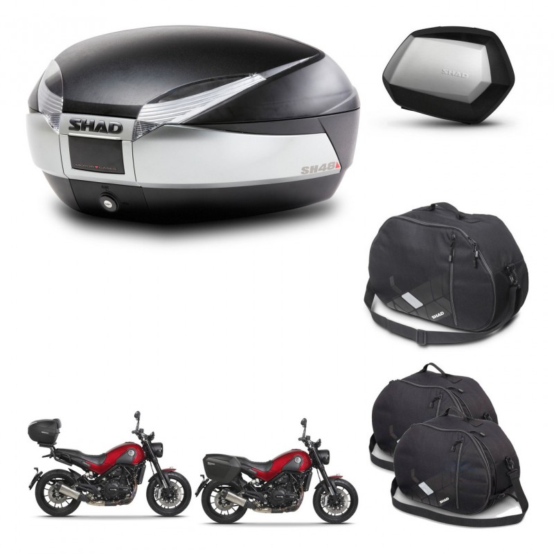 SHAD SH35 PREMIUM suitcases + mounting bracket SH48 trunk accessories TITANIUM KIT-464002