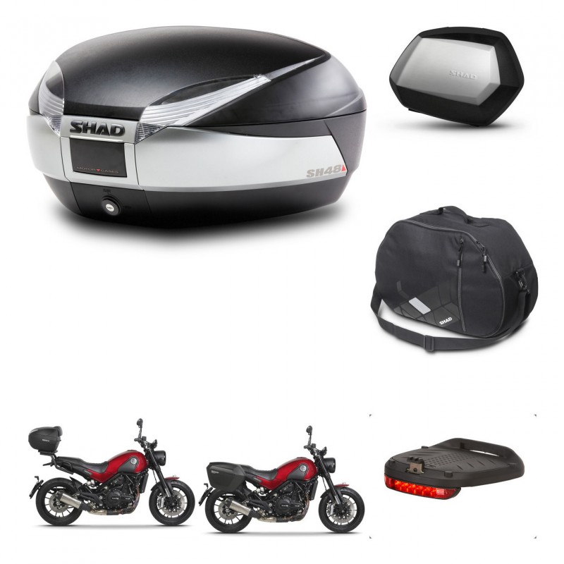 SHAD SH35 PREMIUM suitcases + mounting bracket SH48 trunk accessories TITANIUM KIT-464007
