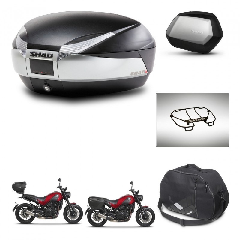 SHAD SH35 PREMIUM suitcases + mounting bracket SH48 trunk accessories TITANIUM KIT-464025
