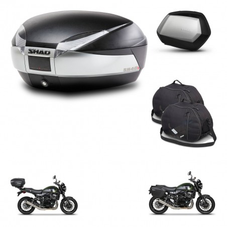 SHAD SH35 PREMIUM suitcases + mounting bracket SH48 trunk accessories TITANIUM KIT-464038