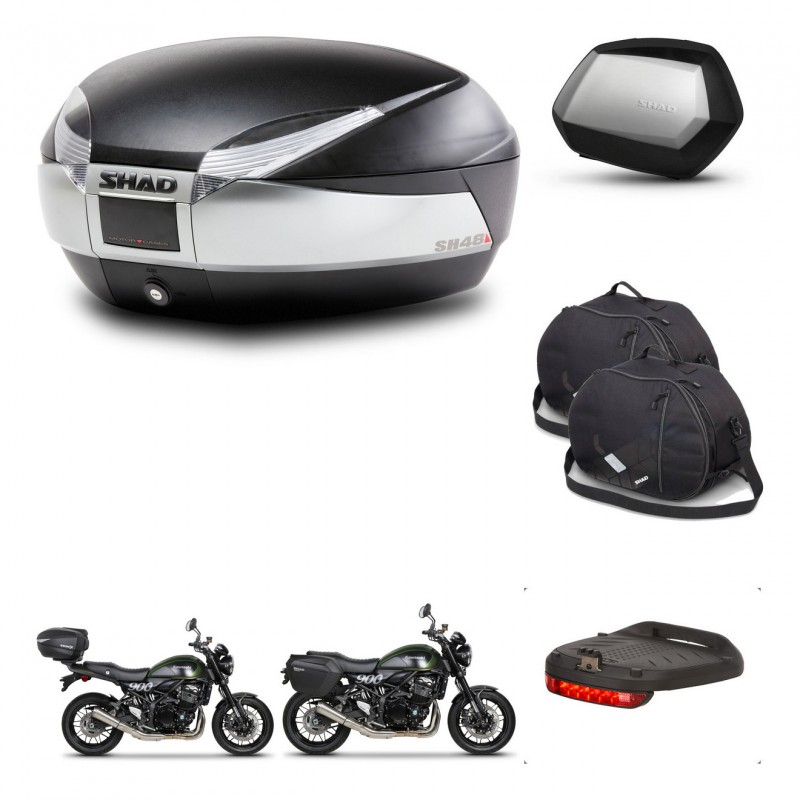 SHAD SH35 PREMIUM suitcases + mounting bracket SH48 trunk accessories TITANIUM KIT-464044