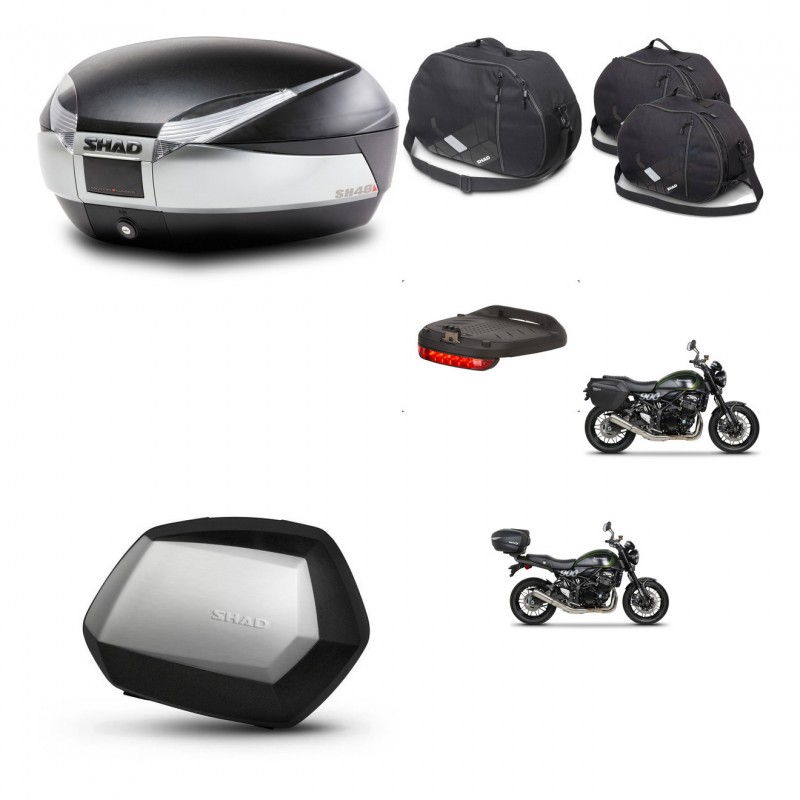 SHAD Maletas SH35 PREMIUM + soporte montaje baul SH48 accesorios TITANIUM KIT-464056