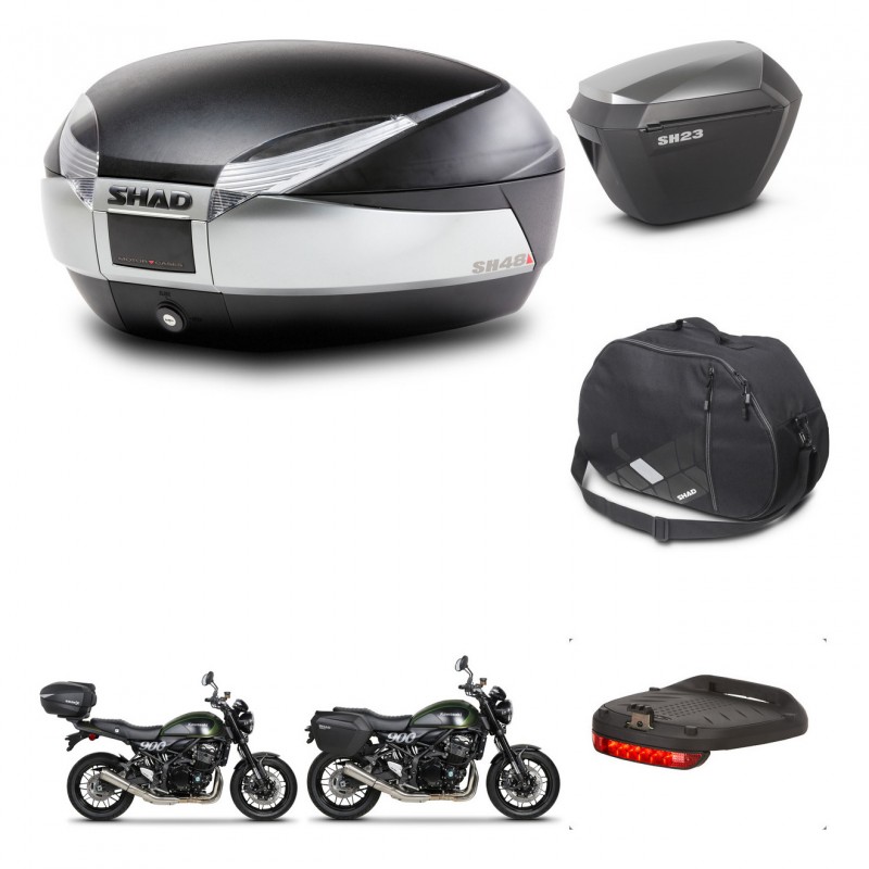 SHAD Maletas sh23 alu + soporte montaje baul SH48 accesorios TITANIUM PREMIUM KIT-464057